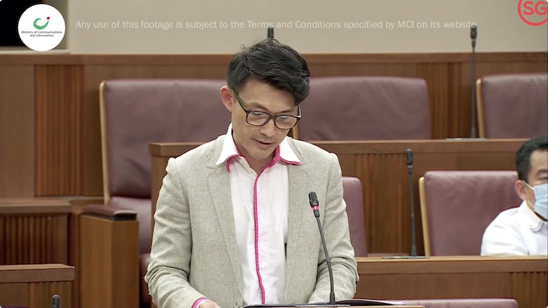 Baey Yam Keng giving a speech