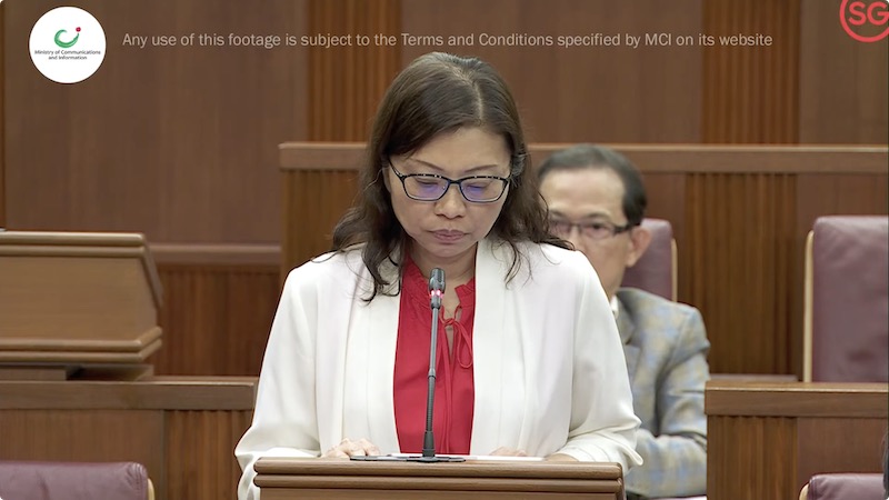 Hazel Poa giving a speech