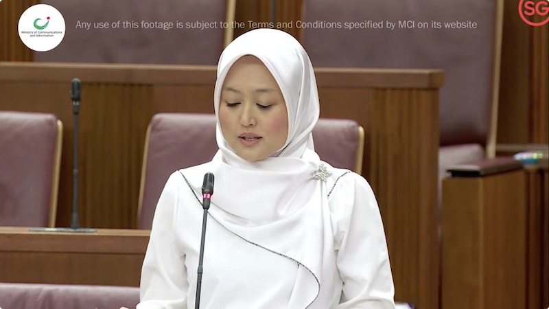 Rahayu Mahzam giving a speech