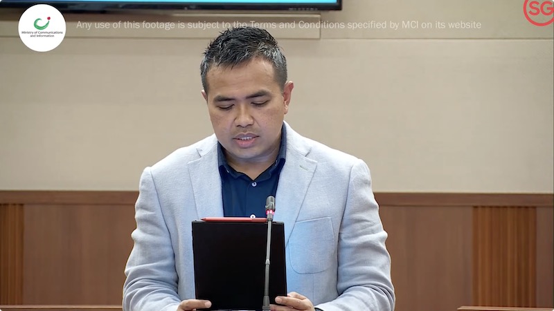 Sharael Taha giving a speech